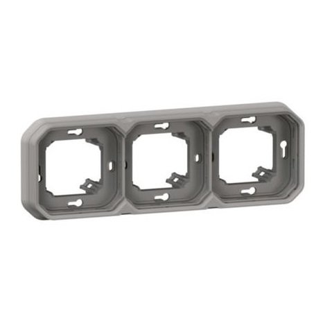 Фото Рамка-супорт 3-постова горизонтальна/вертикальна вбудований, колір Сірий PLEXO